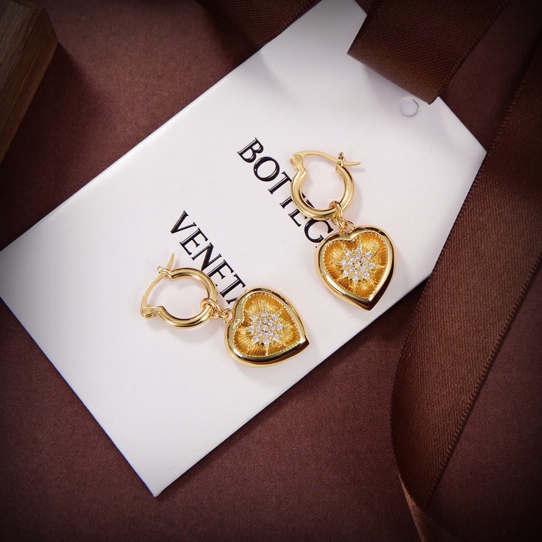 Bottega Veneta Gold Heart Earrings